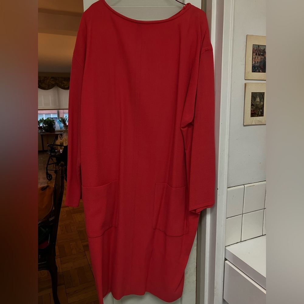 Vibrant Coral Long Sleeve Dress